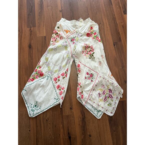 By Anthropologie Patchwork Linen Wide-Leg Crop Pants - Picture 5 of 10